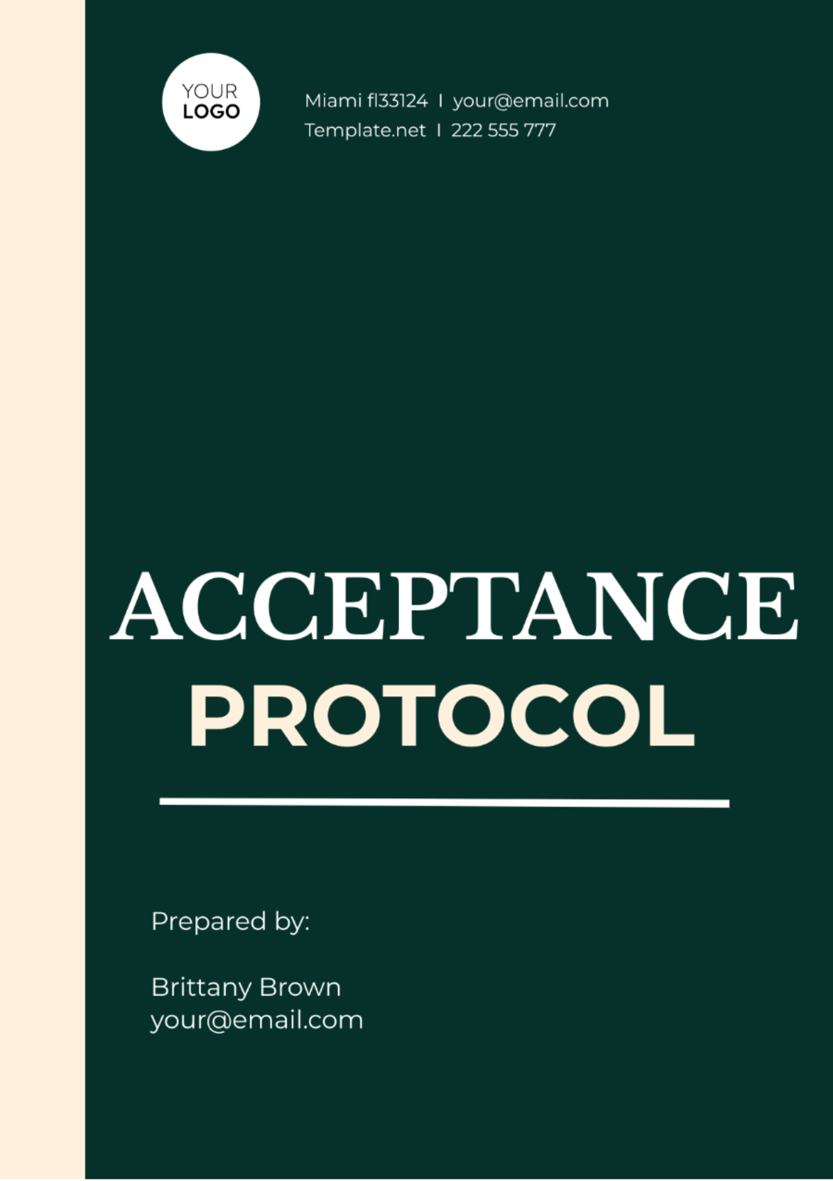 Free Acceptance Protocol Template