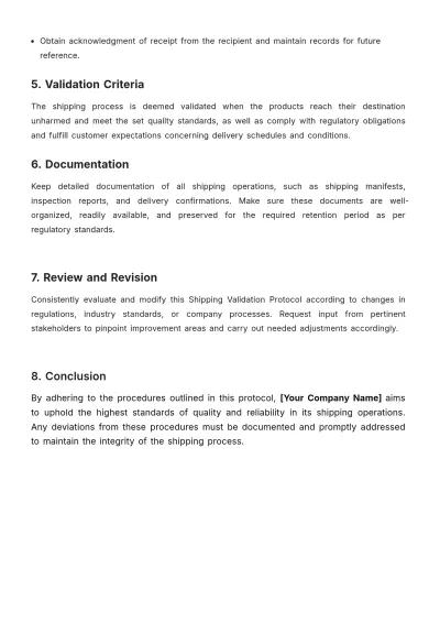 Free Shipping Validation Protocol Template to Edit Online