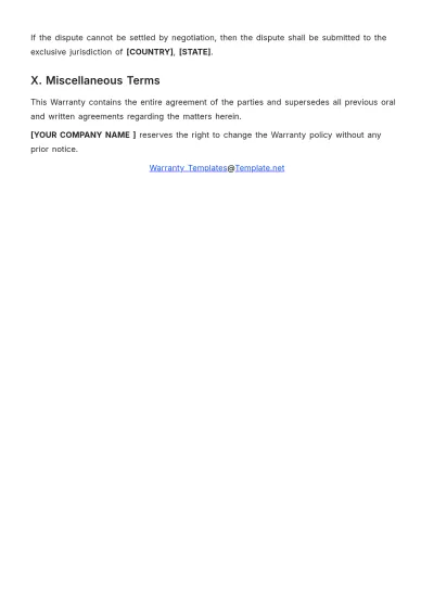 Free Parts And Labor Warranty Template to Edit Online