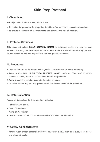 Free Skin Prep Protocol Template to Edit Online