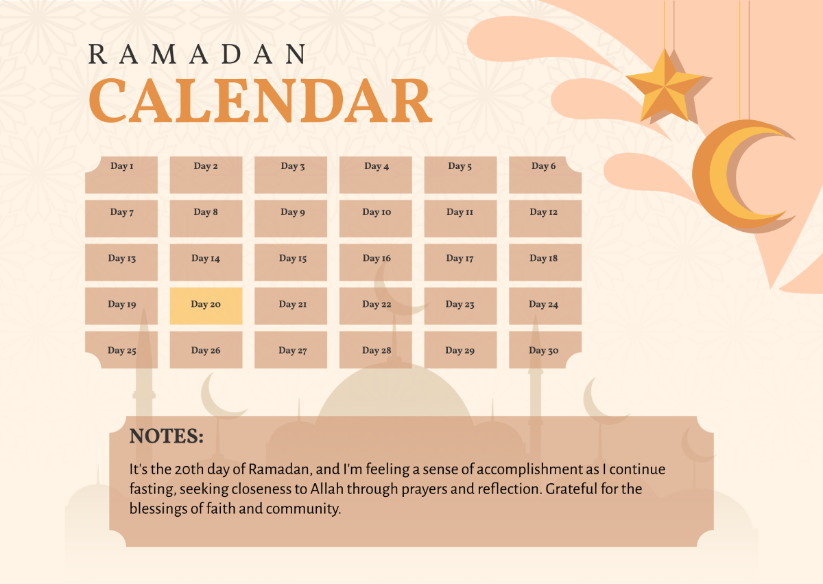 Ramadan Journal with Calendar Template