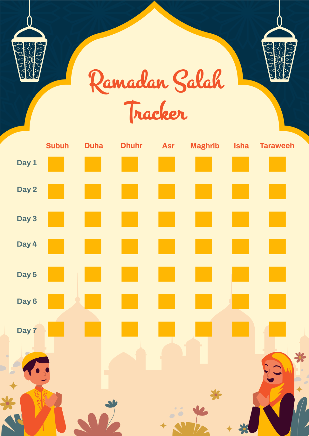 Ramadan Salah Tracker Template