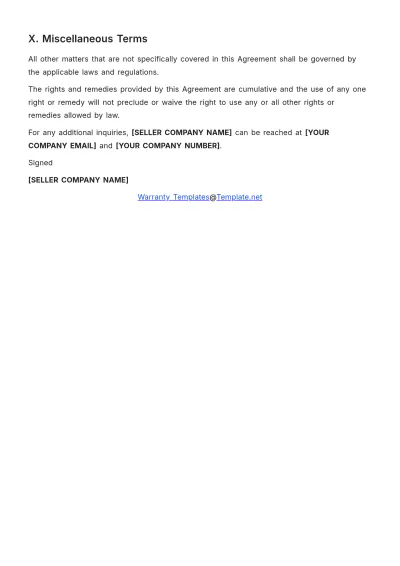 Free Plant Warranty Template to Edit Online