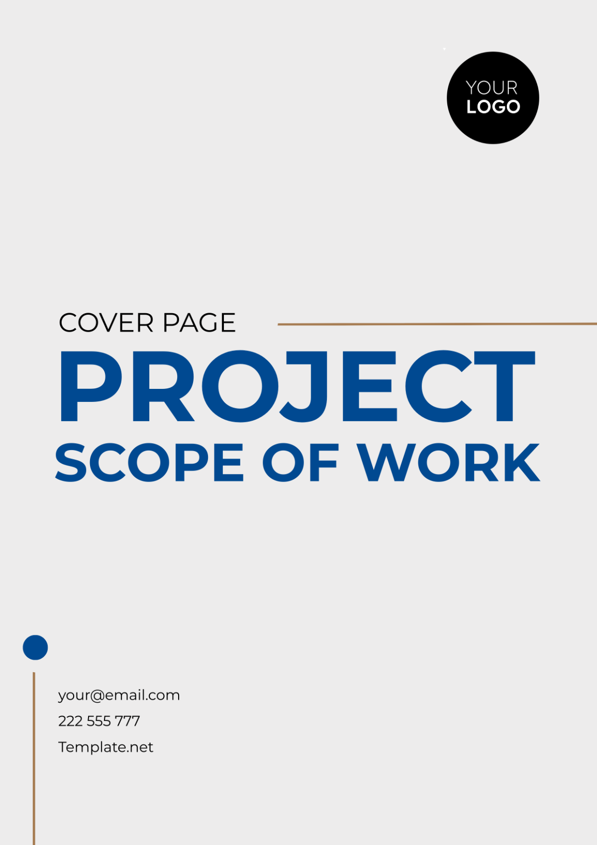Project Scope of Work Cover Page Template