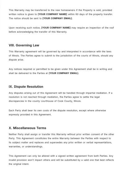 Free Roofing Warranty Template to Edit Online