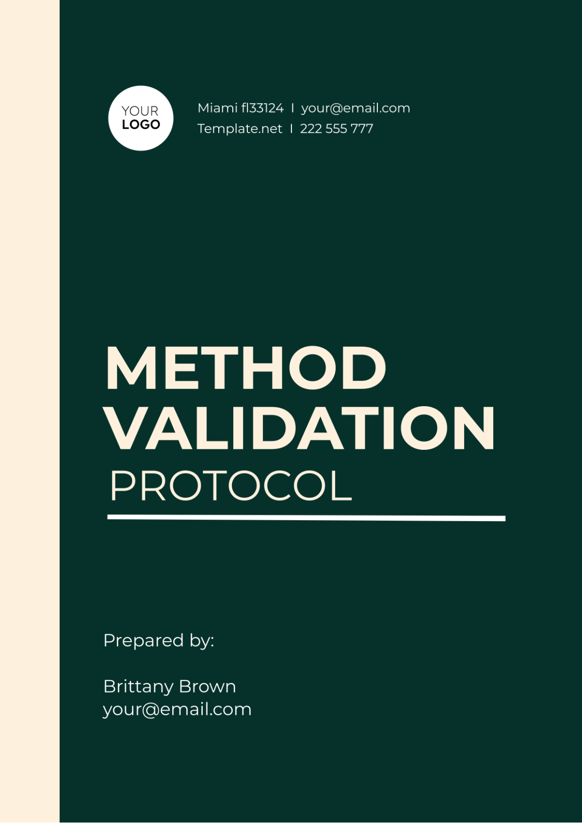 Method Validation Protocol Template