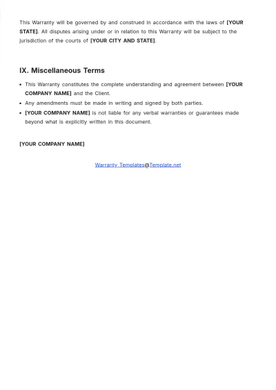 Free Renovation Warranty Template to Edit Online