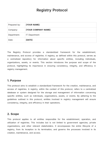 Free Registry Protocol Template to Edit Online