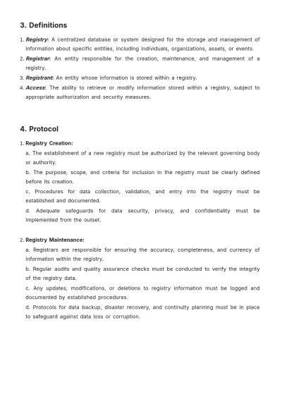 Free Registry Protocol Template to Edit Online