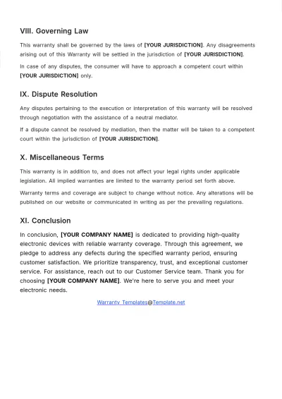 Free Written Warranty Template to Edit Online