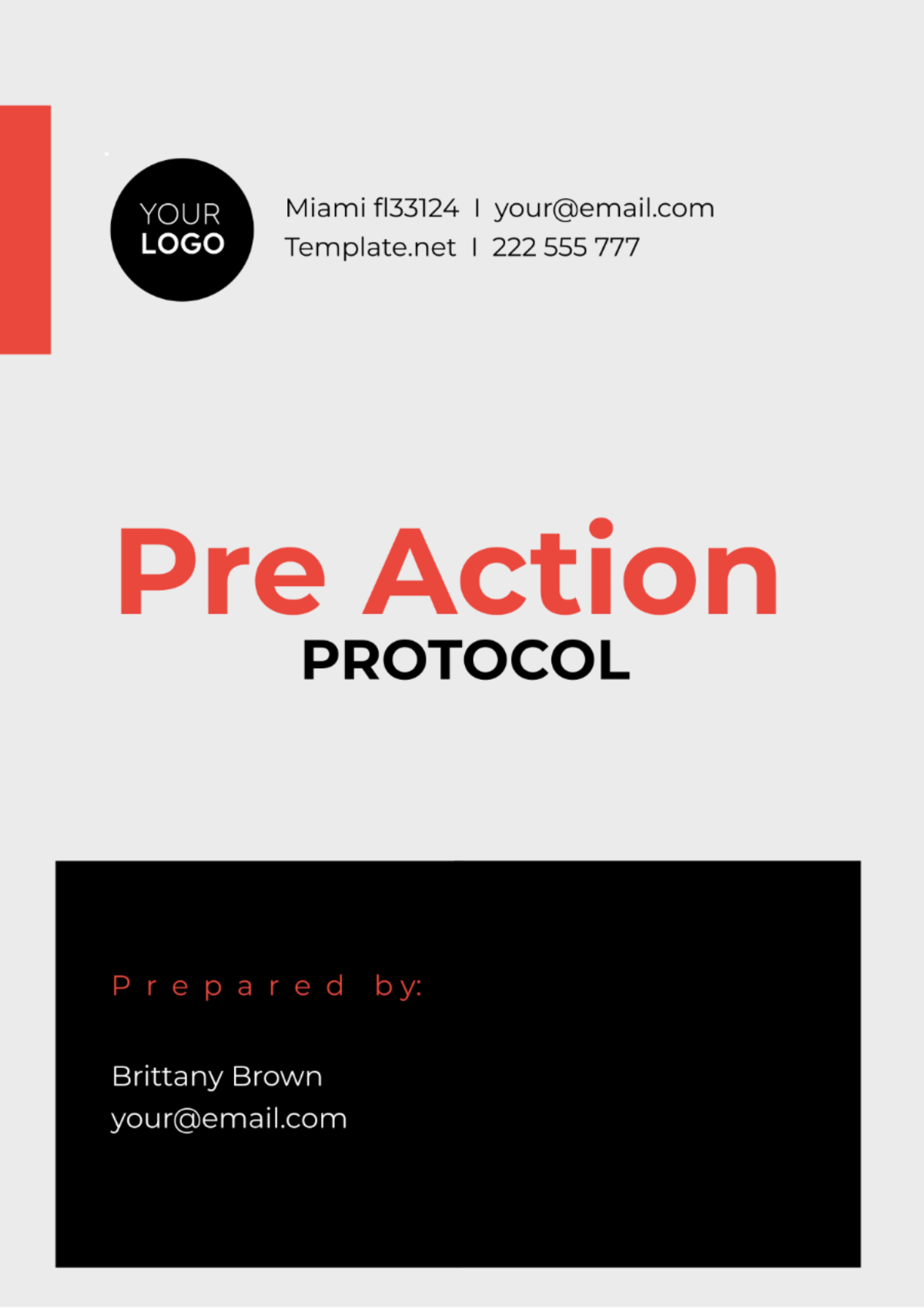 Free Pre Action Protocol Template