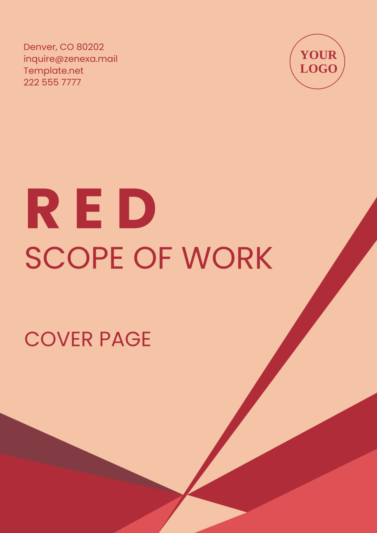 Red Scope of Work Cover Page Template - Edit Online & Download