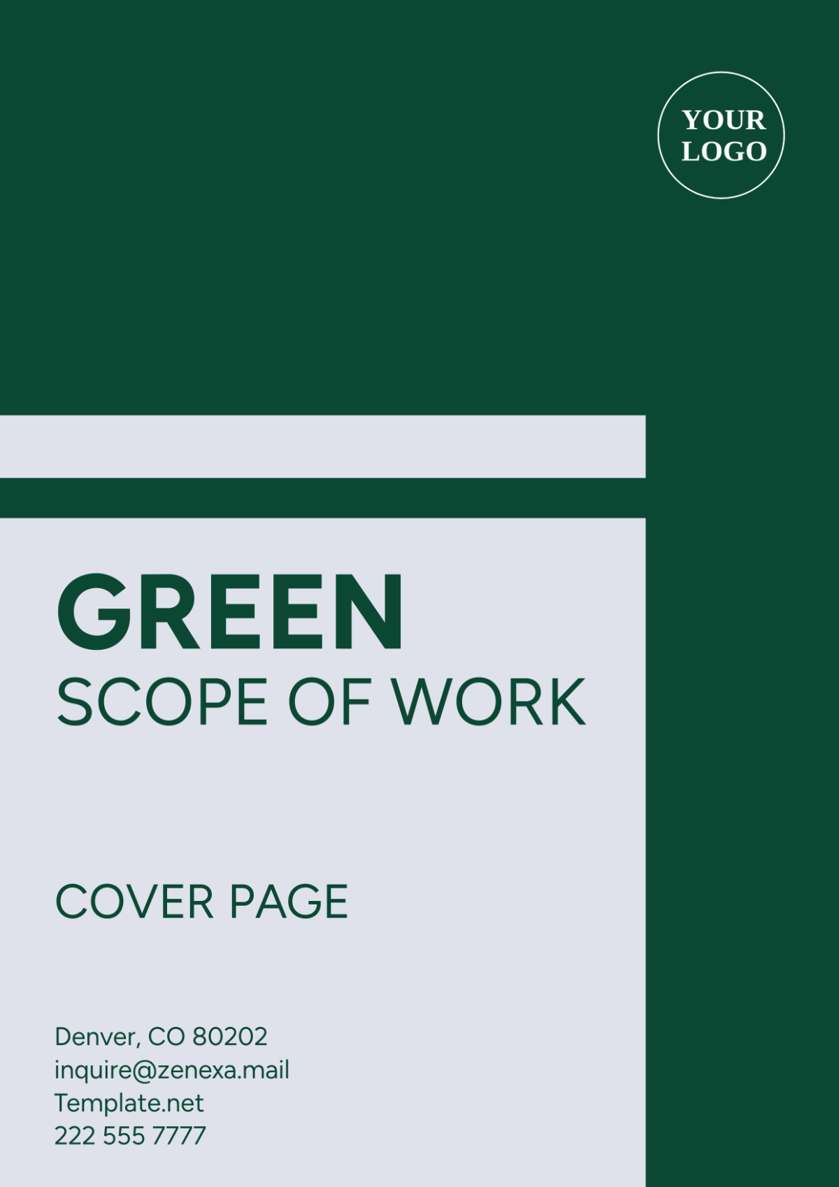 Green Scope of Work Cover Page Template - Edit Online & Download