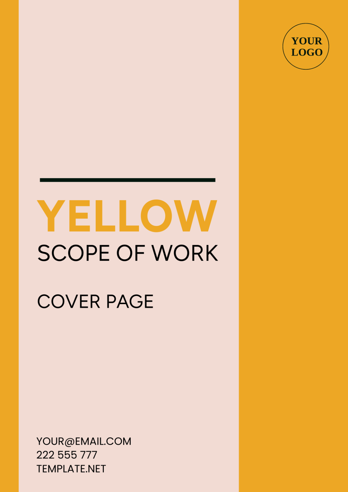 Yellow Scope of Work Cover Page Template
