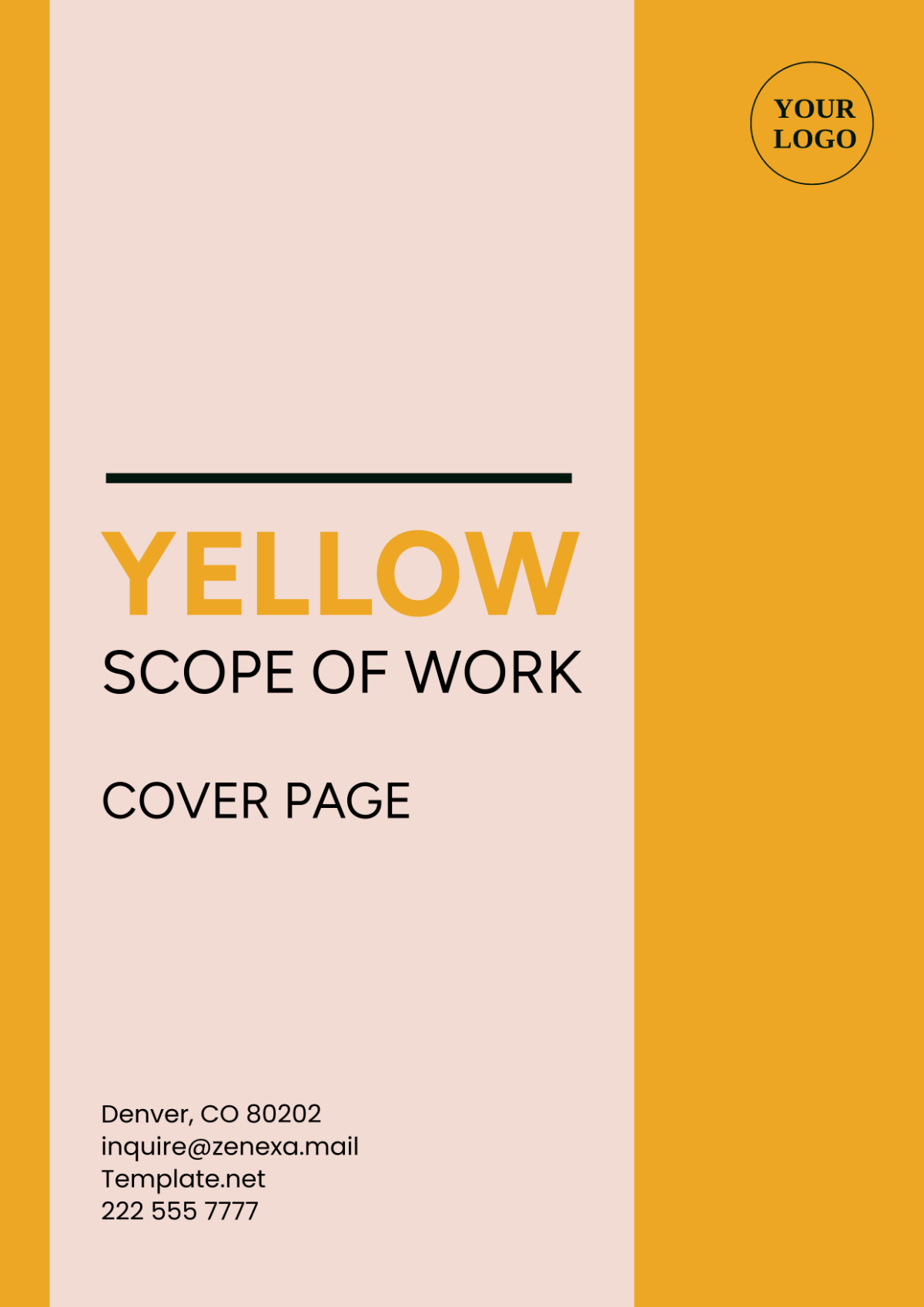 Yellow Scope of Work Cover Page Template - Edit Online & Download