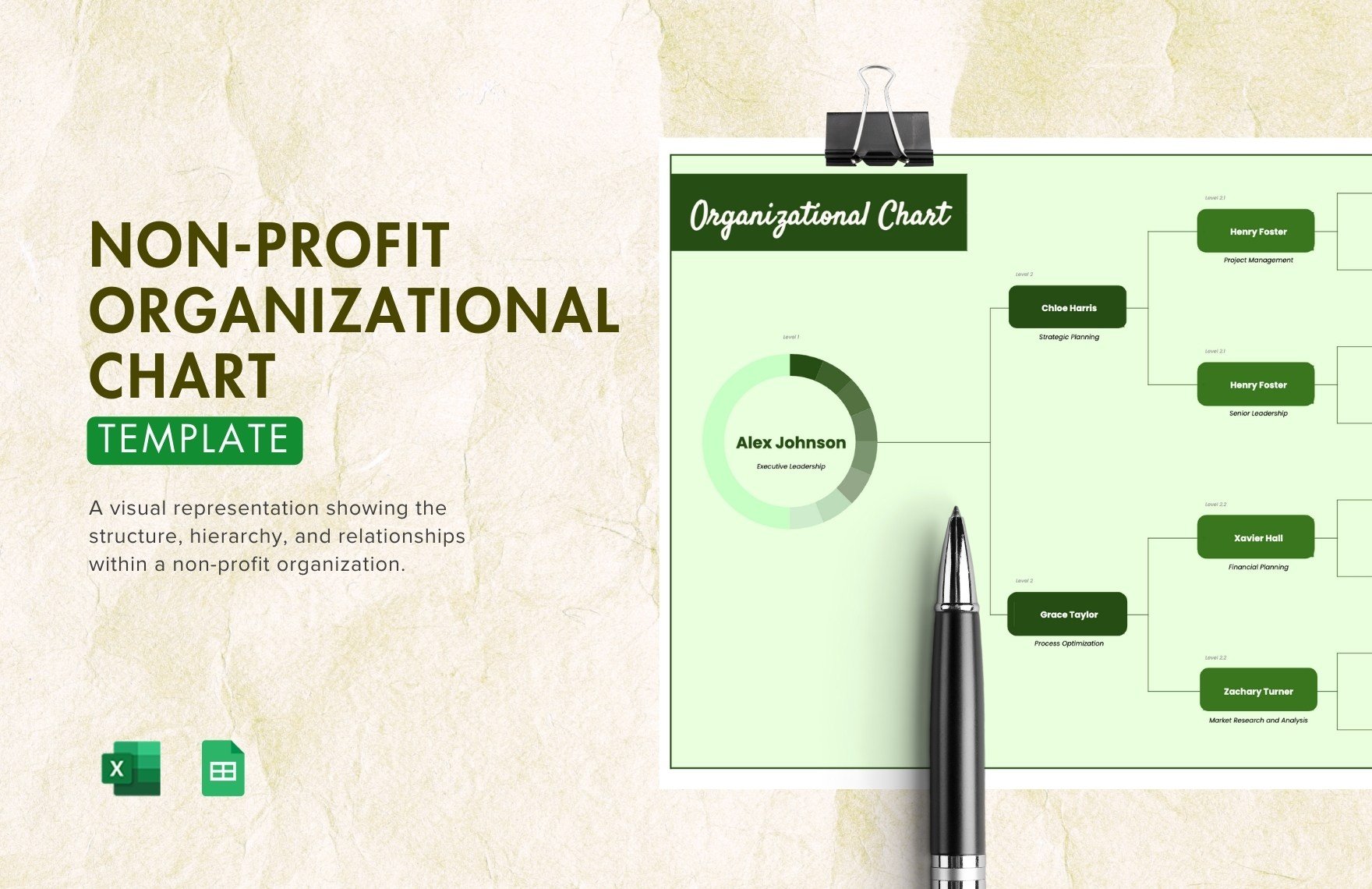 Non-profit Organizational Chart Template in Excel, Google Sheets