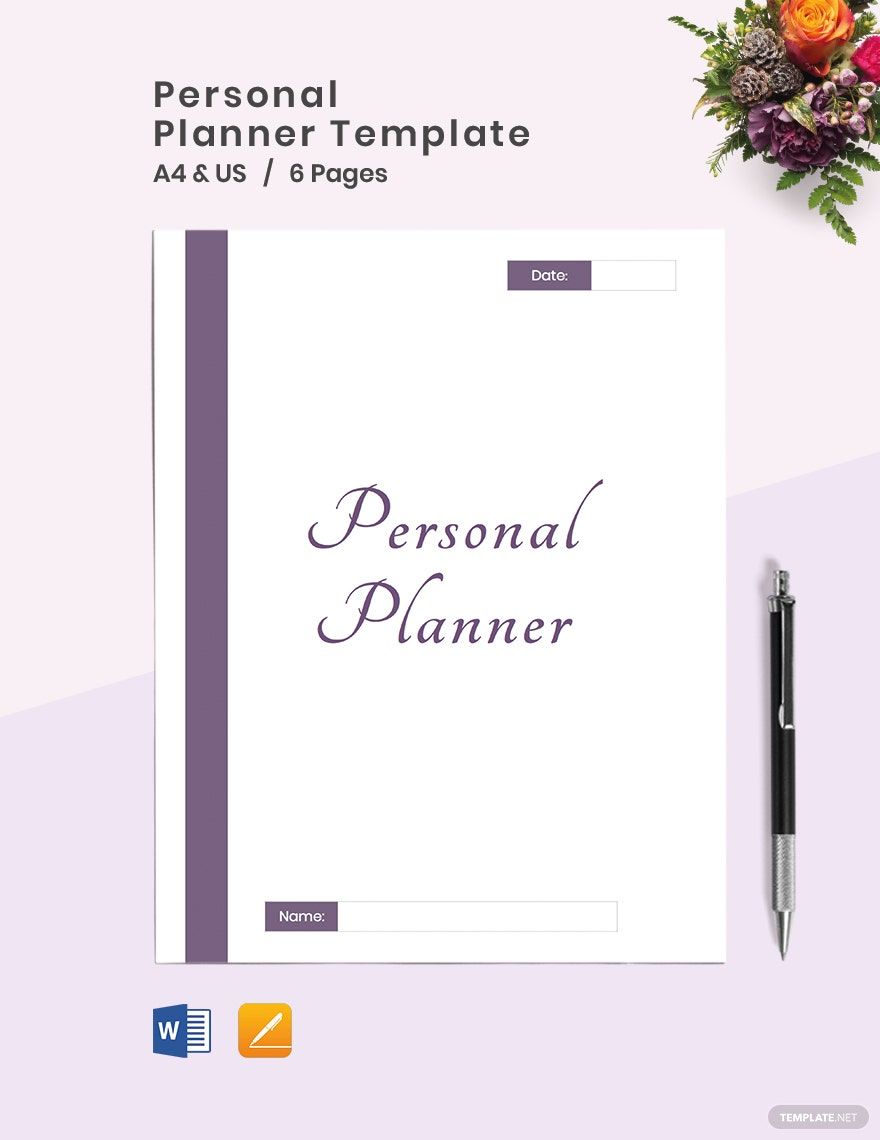 Personal Planner Template - Download in Word, Google Docs, PDF, Apple