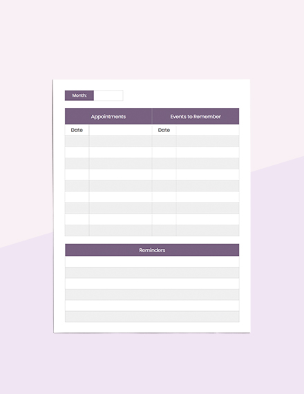Personal Planner format
