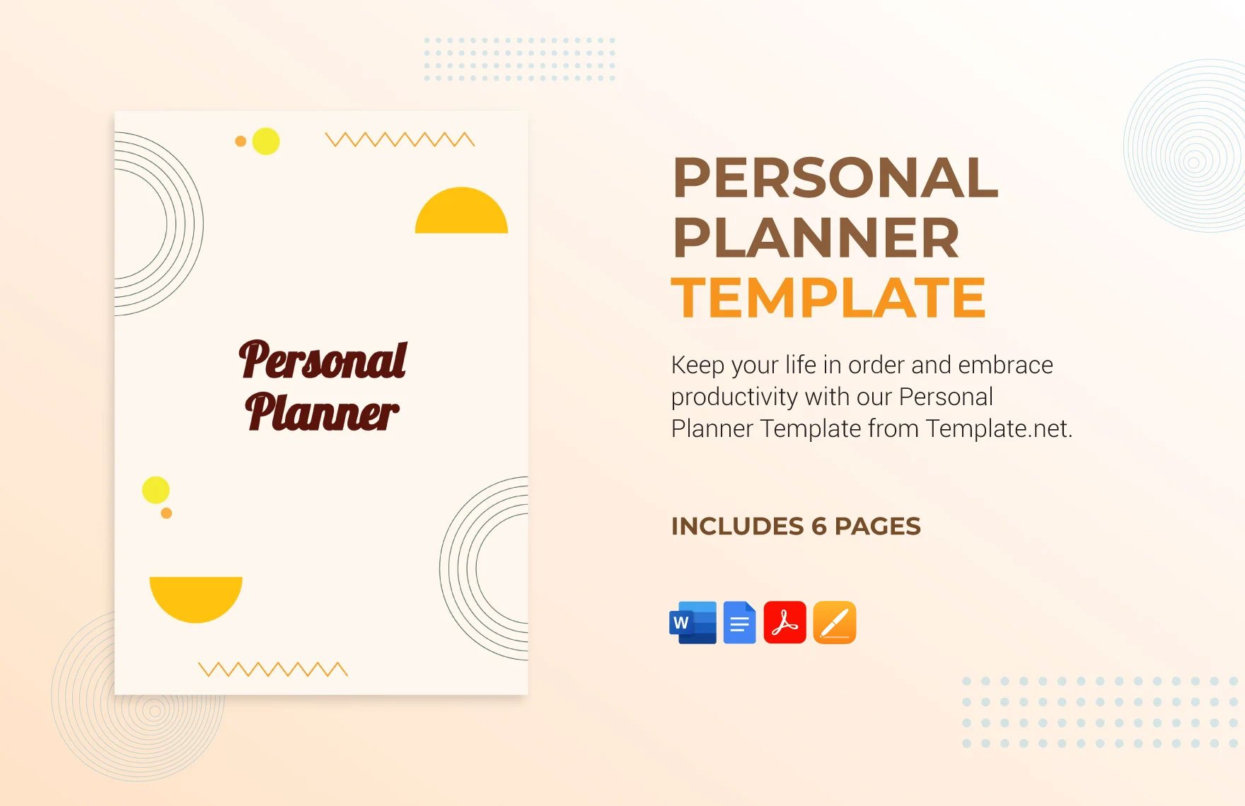 Personal Planner Template in Word, Google Docs, PDF, Apple Pages