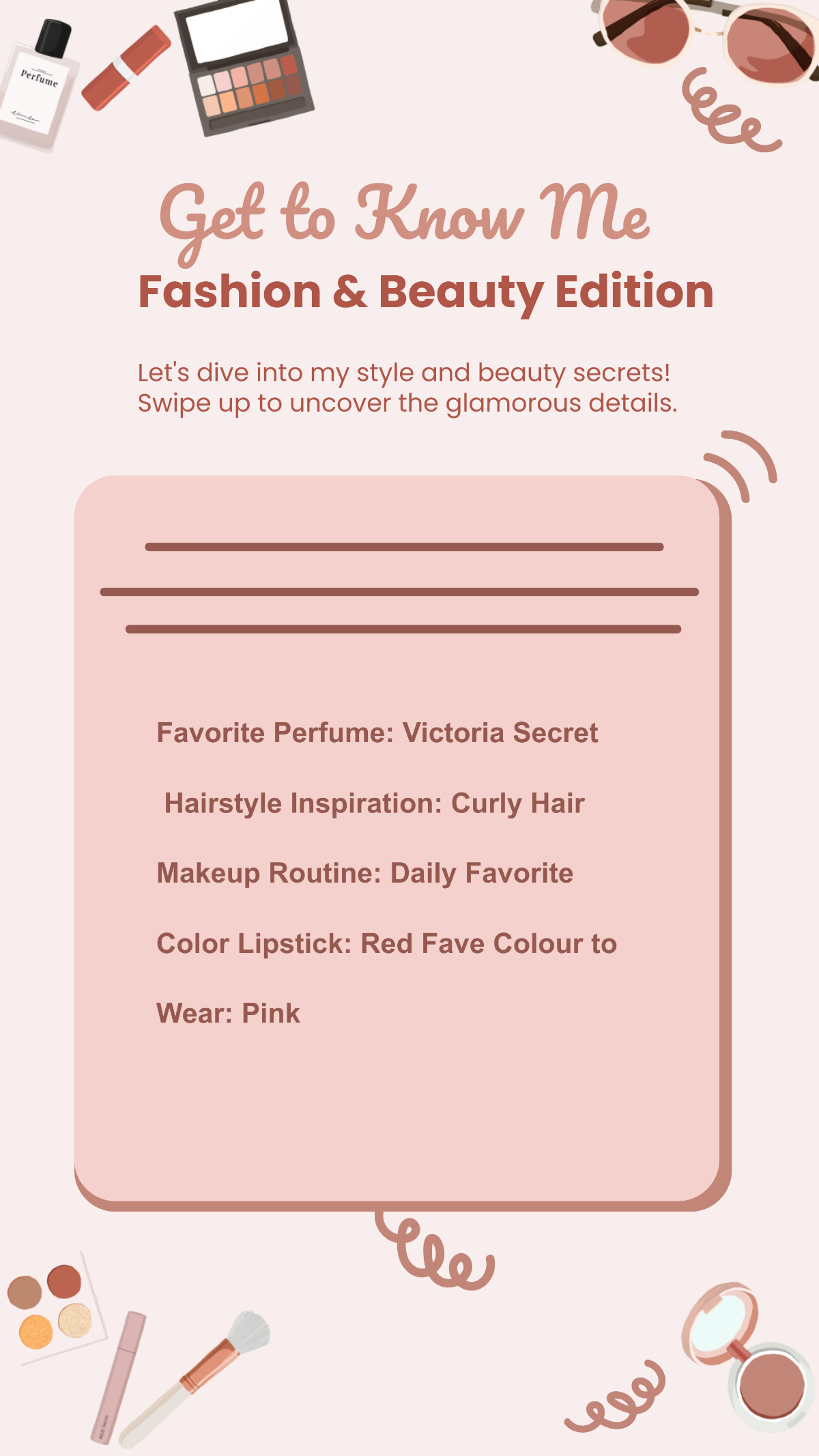 Free Get to Know Me Fashion & Beauty Insta Stories Template