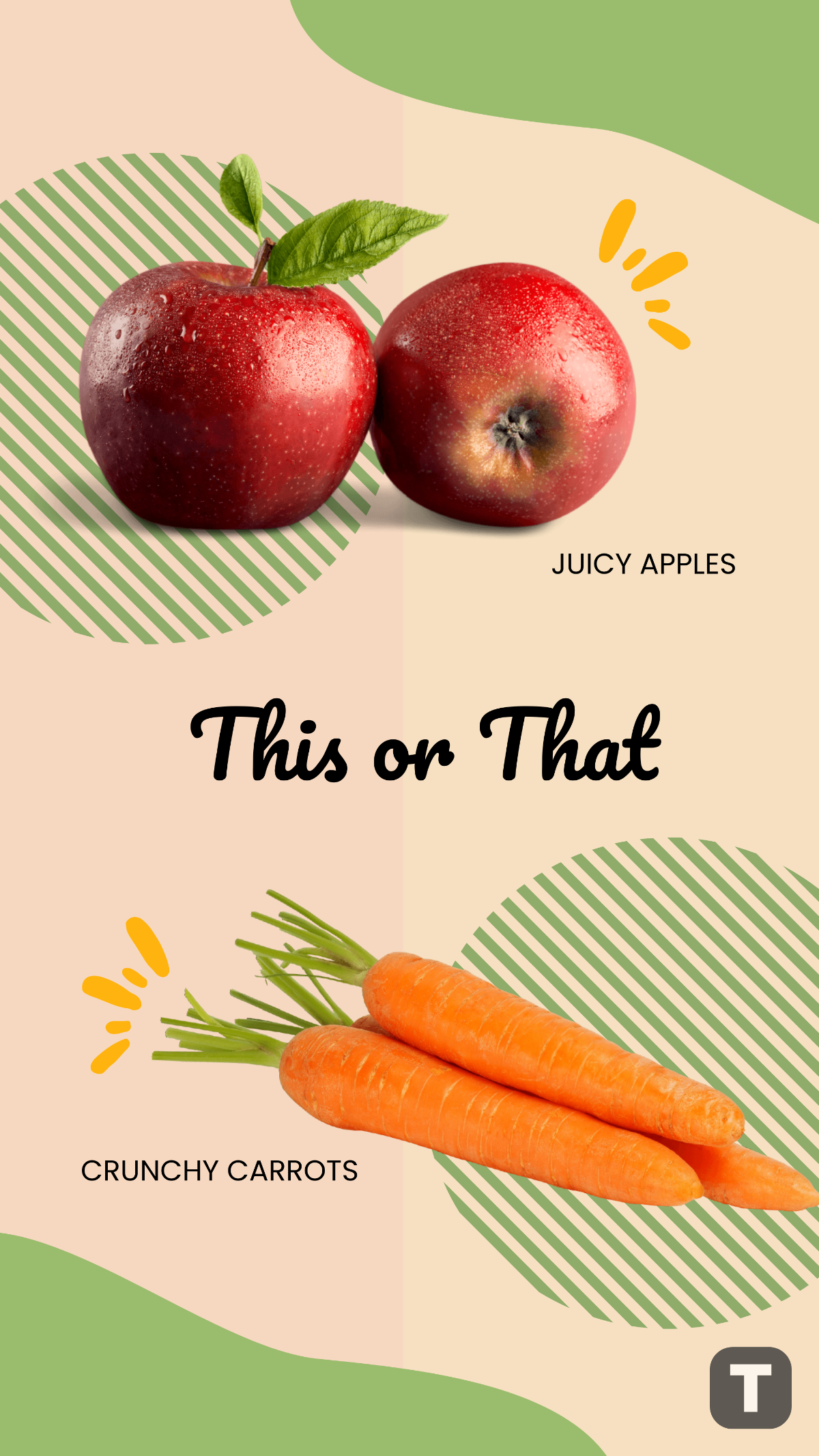 Fruits or Vegetables This or That Instagram Post Template