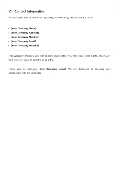 Free Warranty Template to Edit Online
