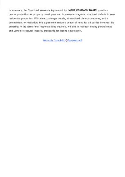 Free Structural Warranty Template to Edit Online