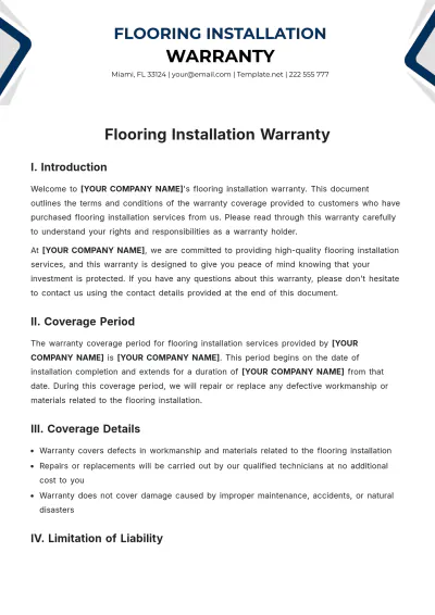 Free Flooring Installation Warranty Template to Edit Online