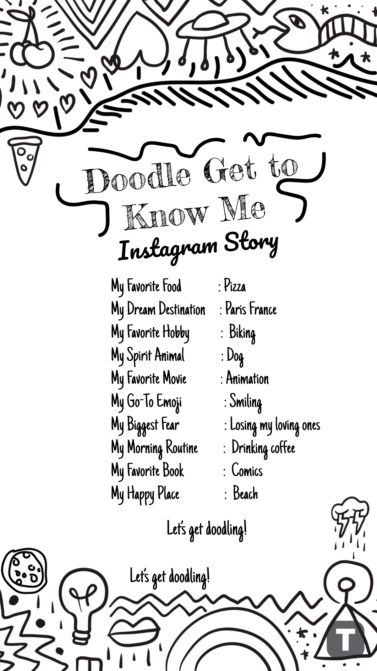 Doodle Get to Know Me Instagram Story