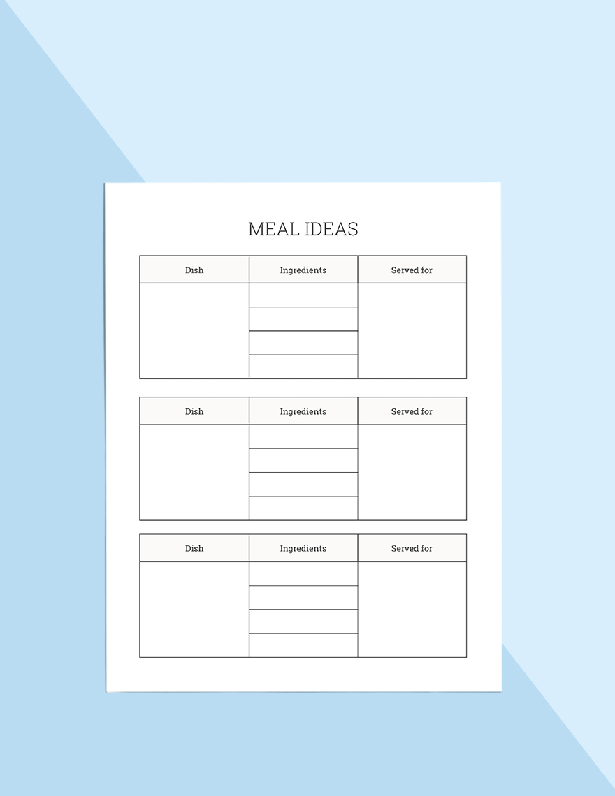 Yearly Meal Planner Template