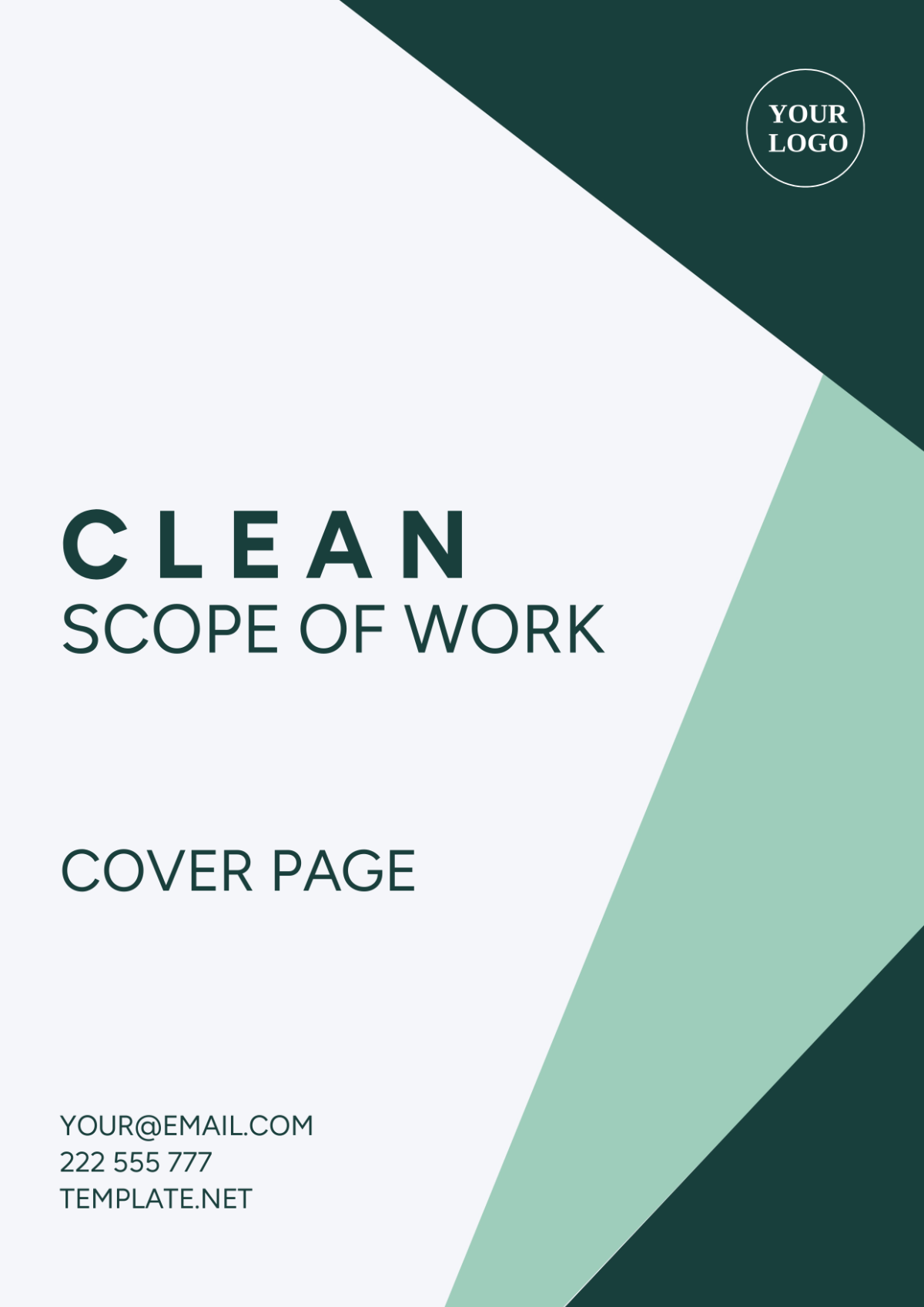 Clean Scope of Work Cover Page Template
