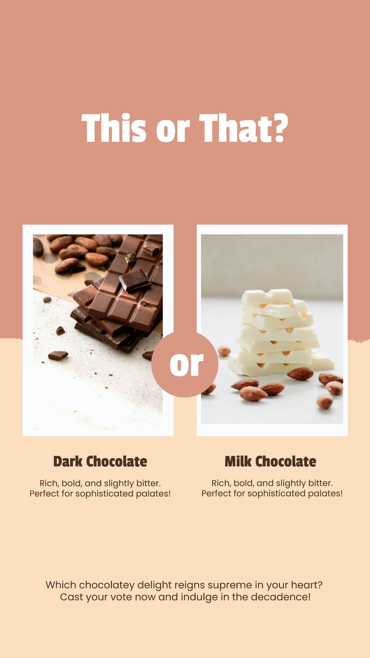 Dark Chocolate or Milk Chocolate This or That Instagram Post