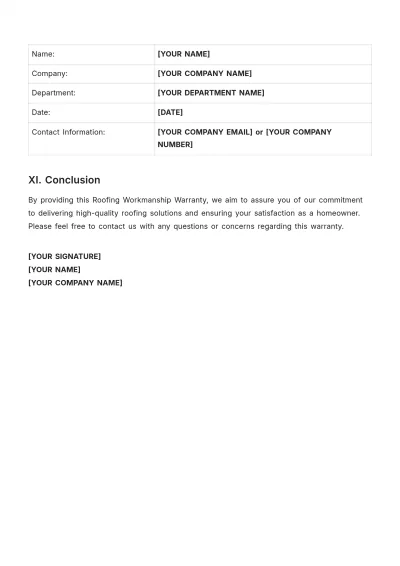 Free Roofing Workmanship Warranty Template to Edit Online