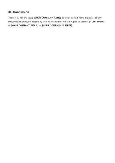 Free Home Builder Warranty Template to Edit Online