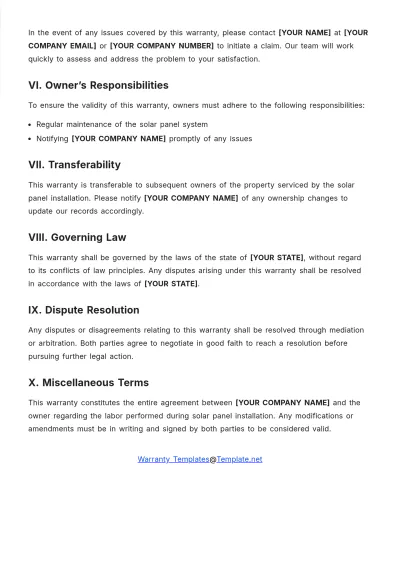 Free Labor Warranty Template to Edit Online