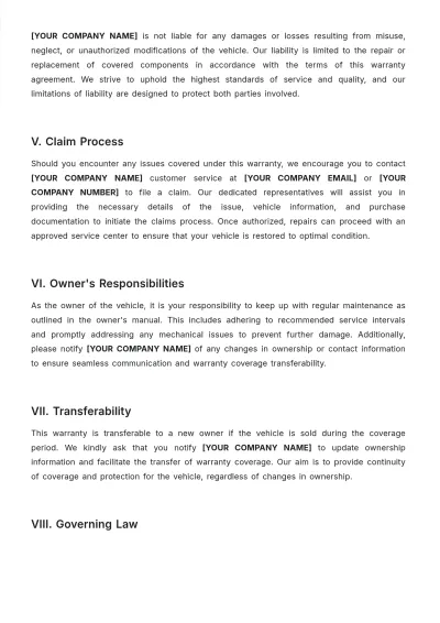 Free Used Car Warranty Template to Edit Online