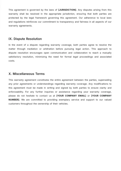 Free Used Car Warranty Template to Edit Online