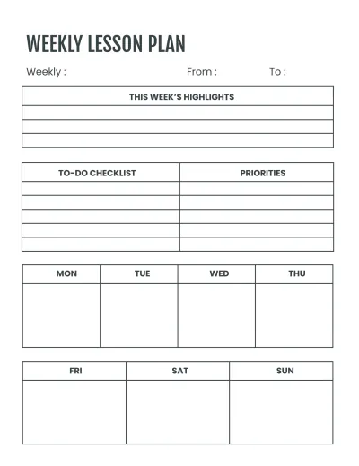 Free English Education Planner Template to Edit Online
