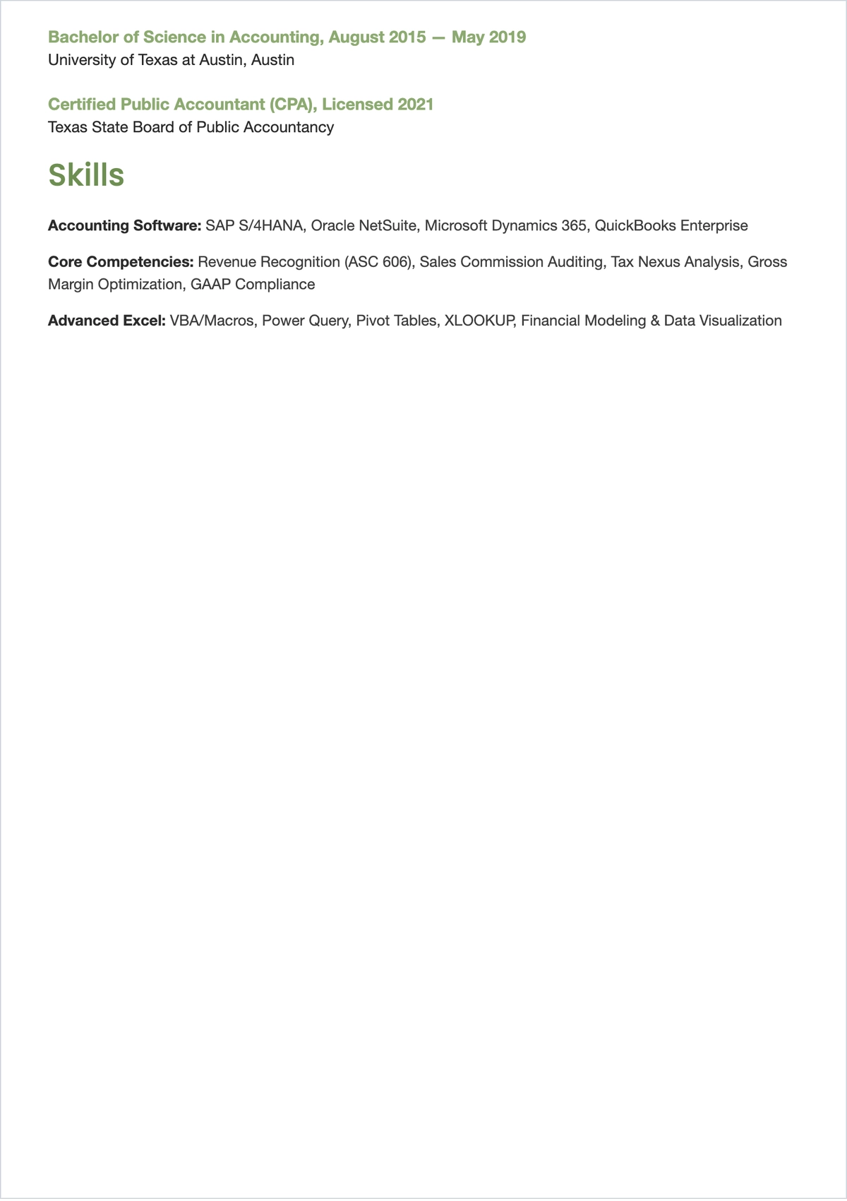 Free Sales Accountant ATS Resume Template, AI Resume Builder