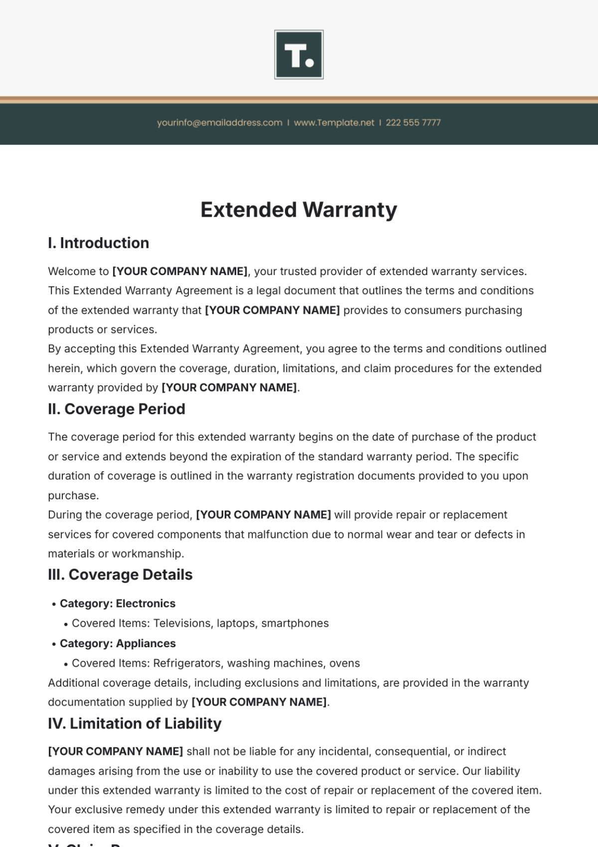 Extended Warranty Template