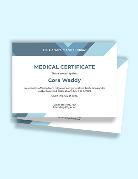 Medical Certificate for Student Template - Google Docs, Word, Publisher