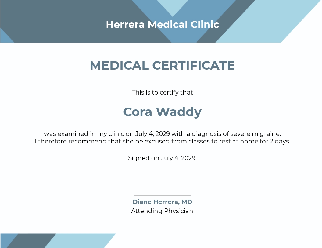 Medical Certificate for Student Template - Google Docs, Word