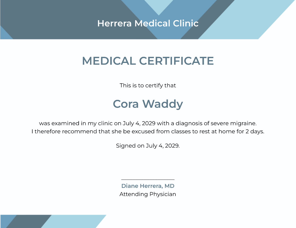 Medical Certificate for Student Template