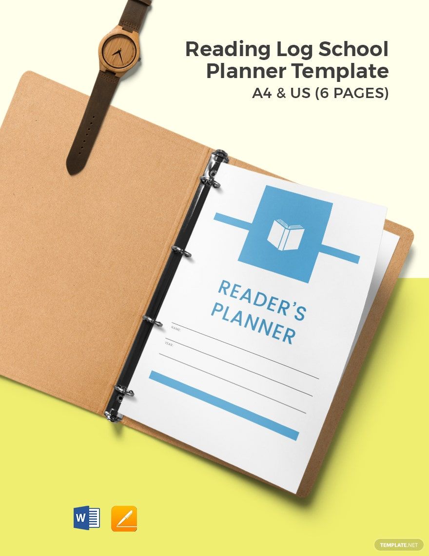 Reading Log School Planner Template in Pages, Word, PDF, Google Docs - Download | Template.net