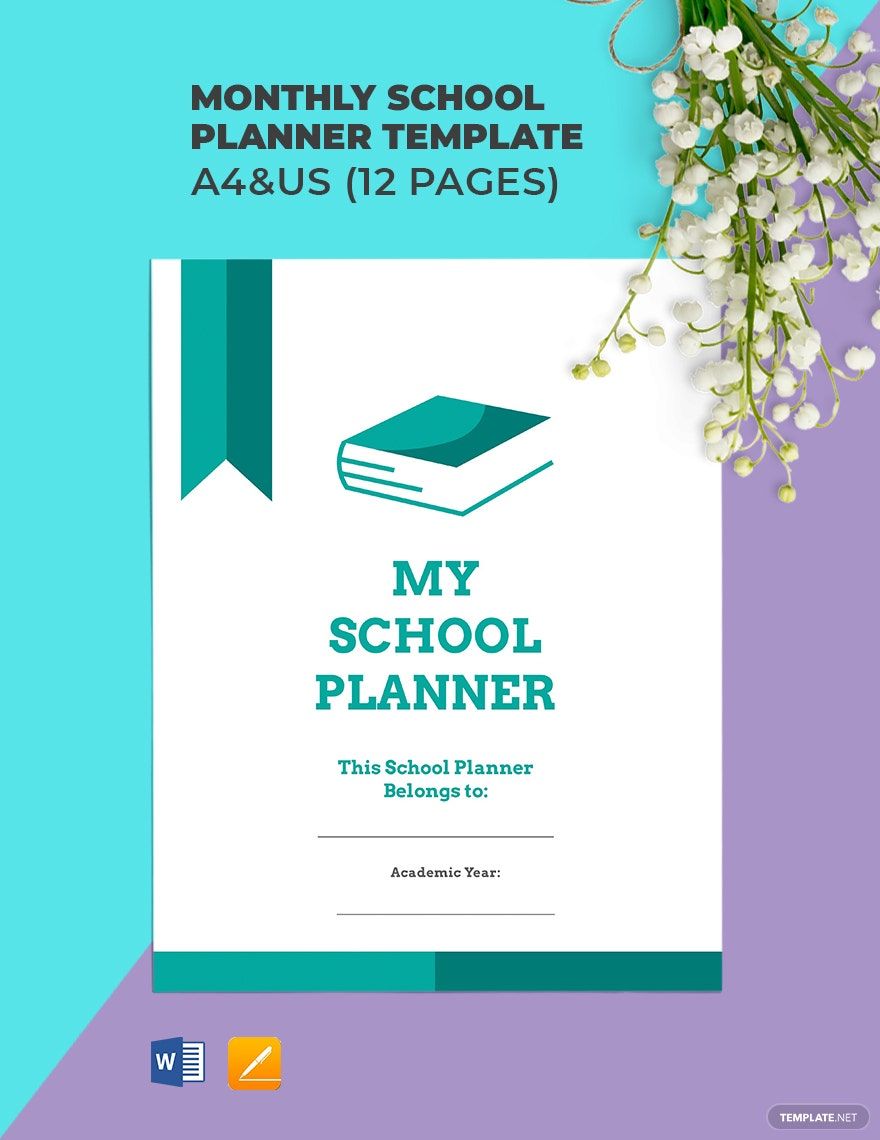 Monthly School Planner Template
