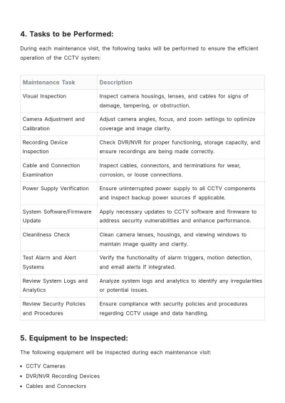 Free Cctv Maintenance Scope Of Work Template to Edit Online