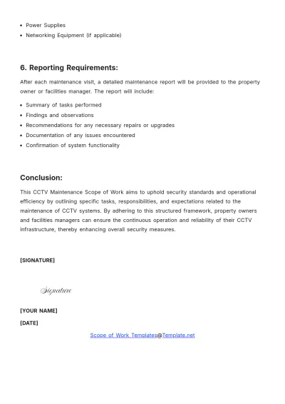 Free Cctv Maintenance Scope Of Work Template to Edit Online