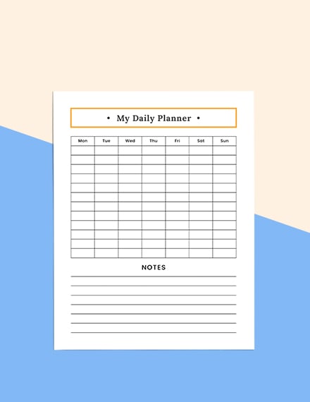 Daily school planner Format