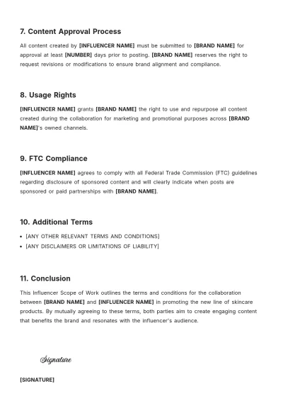 Free Influencer Scope Of Work Template to Edit Online