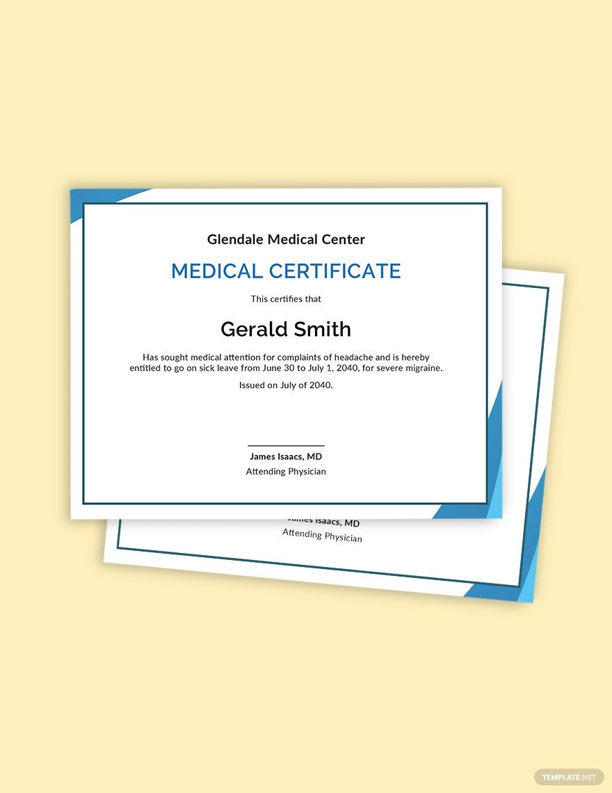 Medical Certificate Format for Sick Leave Template in Word, Google Docs, Illustrator, PSD, Apple Pages, Publisher, InDesign
